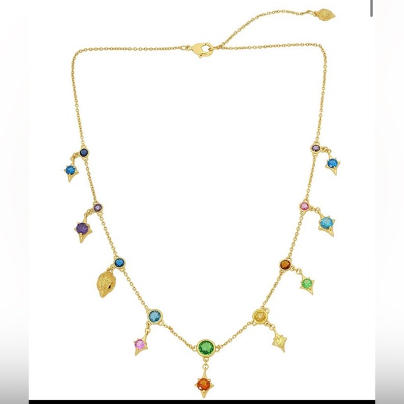 Signature Cubic Zirconia Rainbow Charm Collar Necklace - Picture 1 of 5